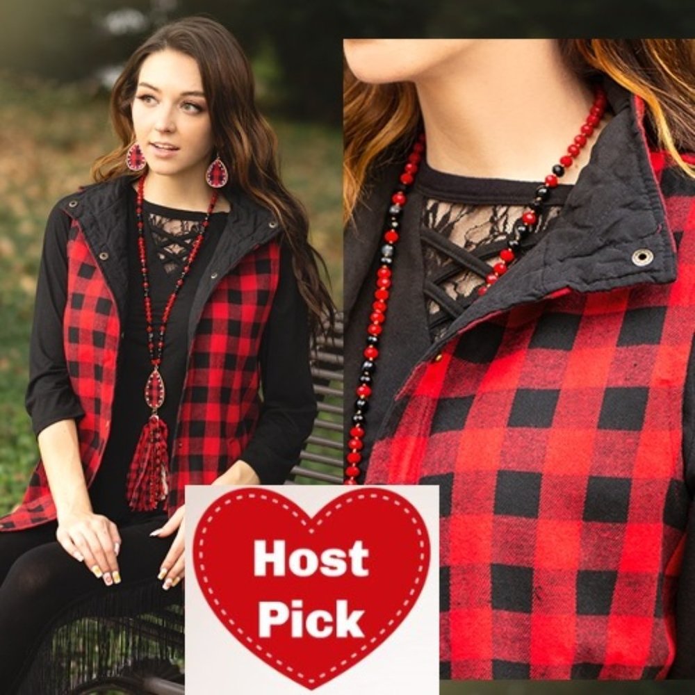 Buffalo Plaid Reversible Jacket Vest with Pockets - 3XL